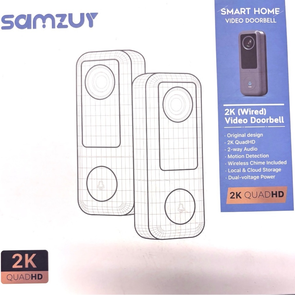 2K Wired Video Doorbell - Black